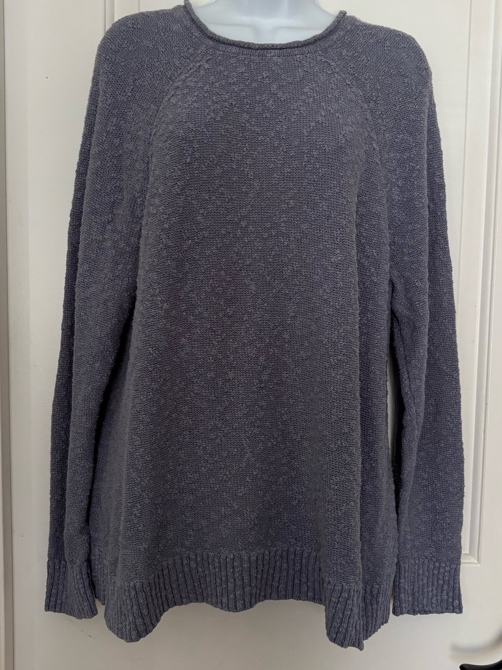 L.L. Bean nubby textured cotton roll neck sweater 2X blue gray color vintage 90s